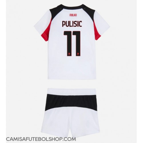 Camisa de time de futebol AC Milan Christian Pulisic #11 Replicas 2º Equipamento Infantil 2025-26 Manga Curta (+ Calças curtas)